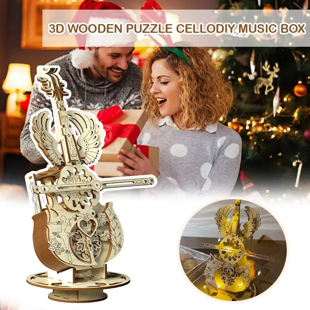 3D Wooden Puzzle Music Box Piano Model Kit DIY Assembly Musical Instrument Building Kits Home Decor Crafts Gift for Adults Kids