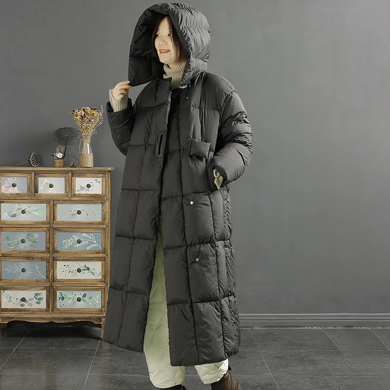 جاكيت سميك طويل مع غطاء قابل للإزالة للنساء ، معطف فضفاض غير رسمي ، ملابس خارجية دافئة ، حجم كبير ، أحادي اللون ، الخريف والشتاء