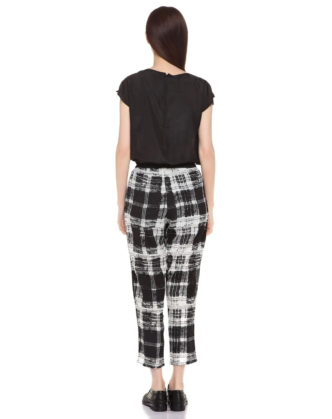 Spodnie damskie w kratę na wiosnę i lato, casualowe, model Starry Reed Mar 0487 Faion.