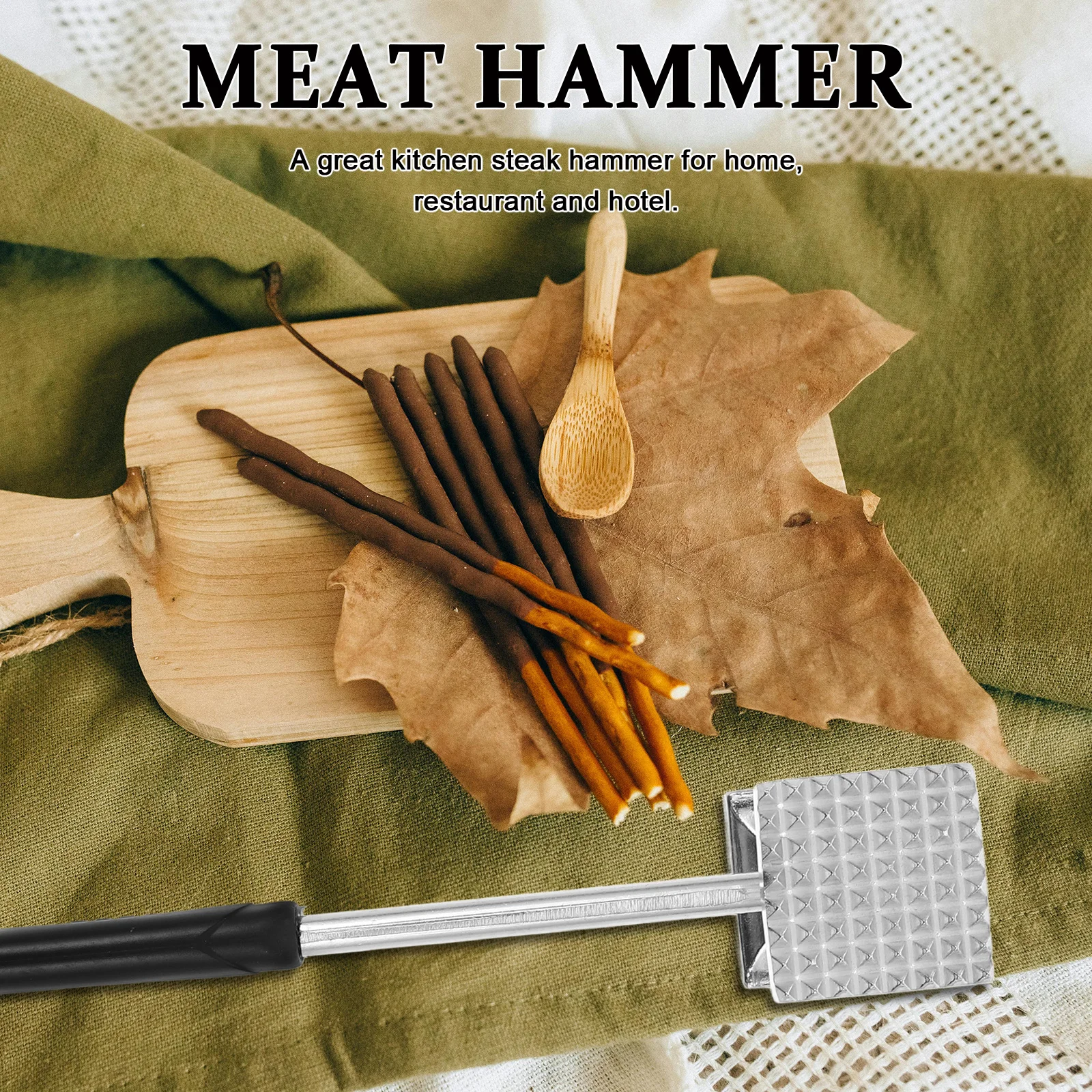 

1Pcs Meat Hammer Aluminum Alloy Kitchen Steak Hammer Tenderiser Meat Tenderizer Tool Long Handle Kitchen Gadget Home Restaurant