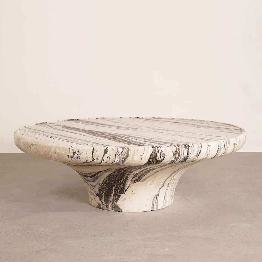 Customizable Solid Marble Modern Convertible Extendable Coffee Table Organic Shape for Villa Apartment Living Room Furniture