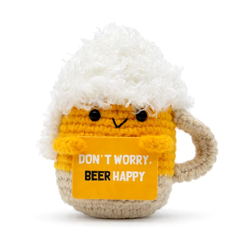 FoodSeries Positive Energy Coffee Beer Crochet Doll Handmade Knitted Decor Ornament Encouragement Card Mini Desk Decor Gift view 6