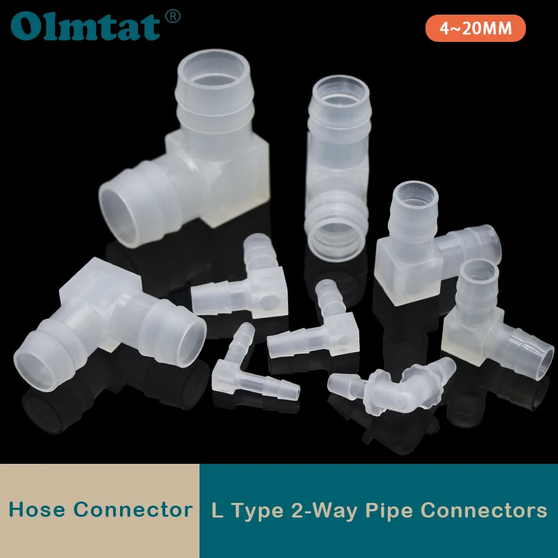 10pcs Water Connector 4mm~20mm PP L Type 90 Degree Elbow Bend 2-way Splitter Pipe Tube Hose Joint Adapter Food Grade