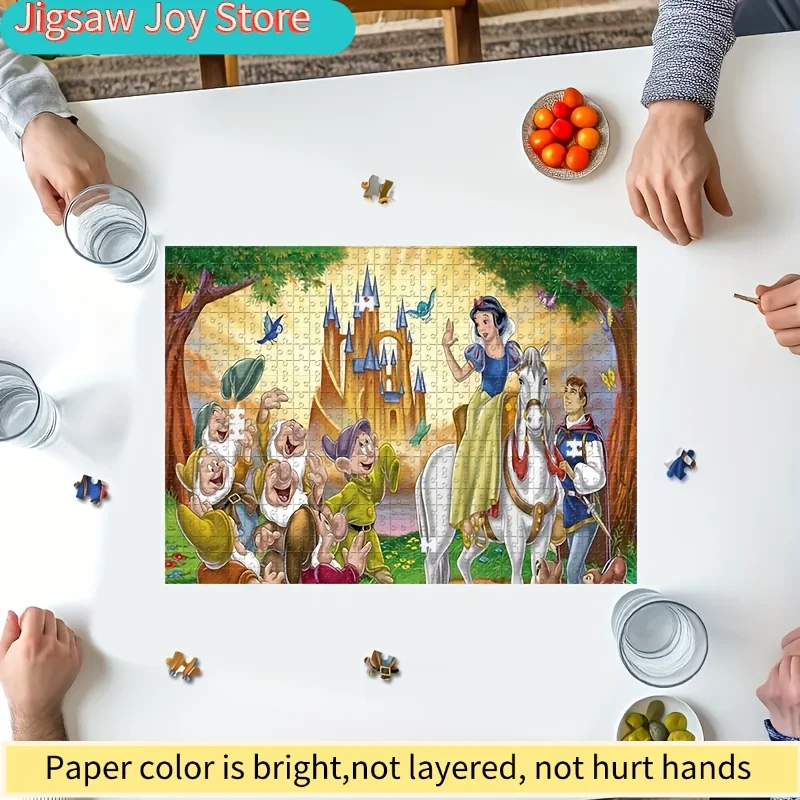 Rompecabezas de 1000 Piezas, Personajes de Dibujos Animados Blancanieves y el Príncipe Encantador, Enanos, Castillo, Rompecabezas para Montar en la Pared, Regalo de Juego para Adultos, Familiar