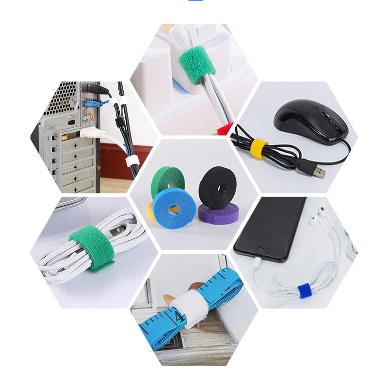 10/15/20mm Reusable Adhesive Fastener Tape Strong Hook and Loop  Fasteners Back To Back Cable Ties Curtain Fastener Tape Roll