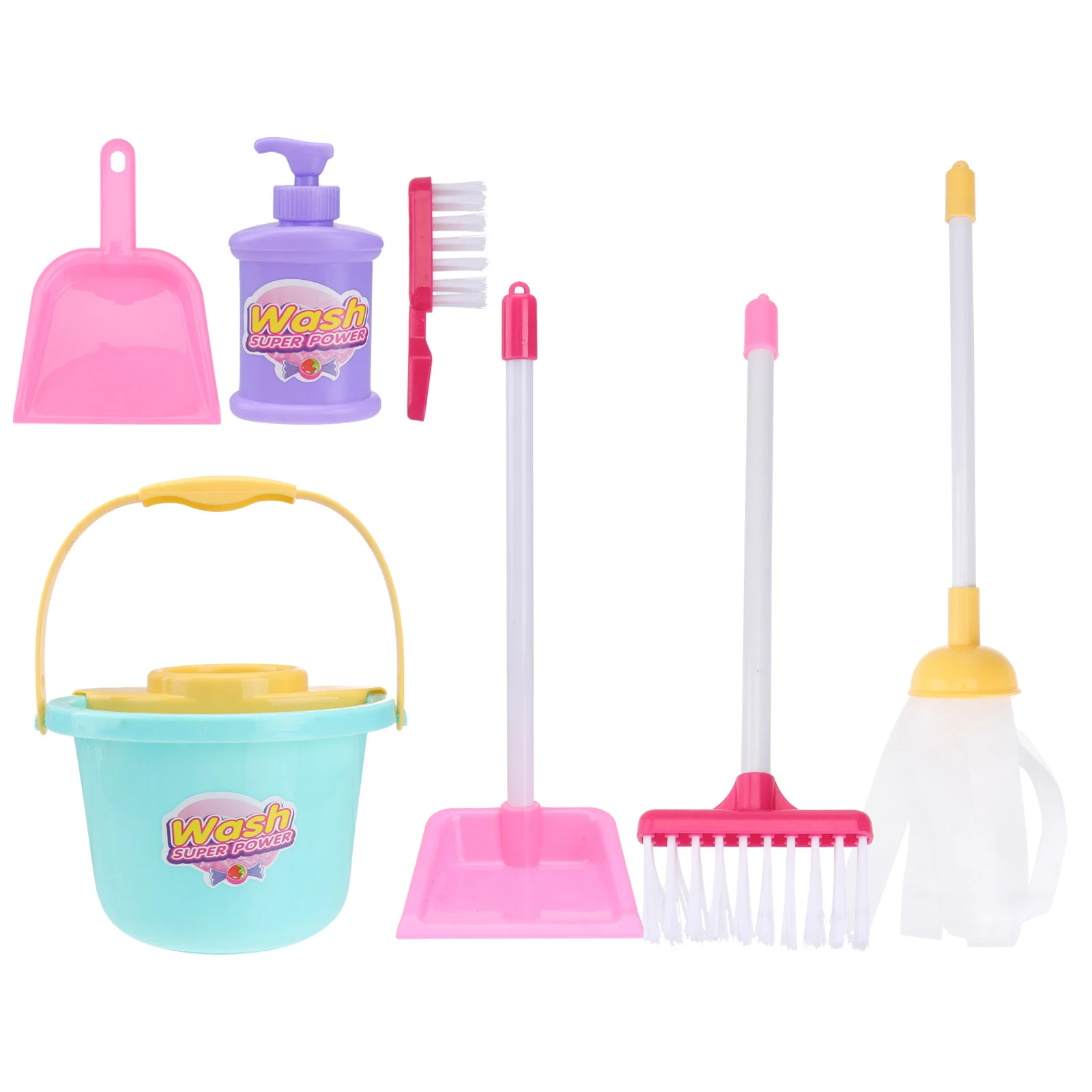 7 Pcs Cleaning Mopping Set Creative Toys Sweeping Kit Children’s Broom Small Plastic Tool Playthings