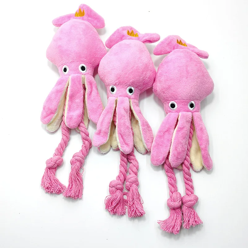 Dog Cat Cartoon Octopus Squeak Chew Toy Puppy Plush Cleaning Teeth Toy Pet Training Playing Involved Supplies Chihuahua Supplies