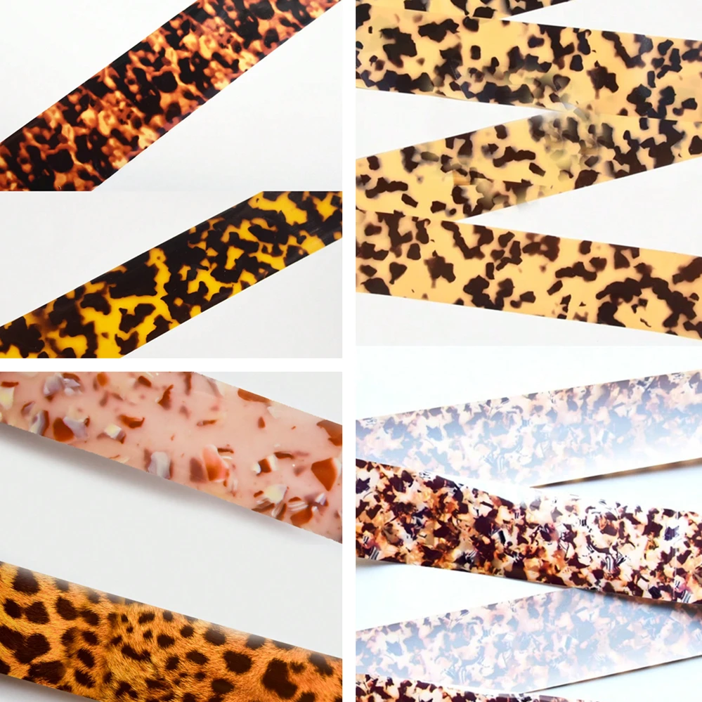 6roll/box Tortoise Shell Design Transfer Foil Film For Nail Wraps Leopard Pattern Nail Foil Paper Manicure DIY Decor 100cm*4cm