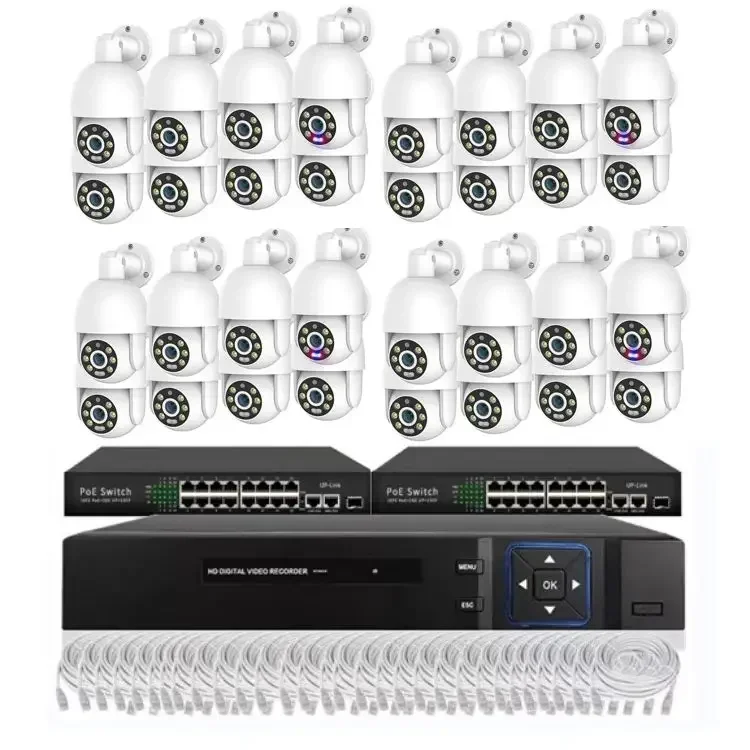 

Red Blue Light Alarm Security System 4K 8MP Full Color Night Vision AI Mini PTZ IP Speed Dome camer With Audio