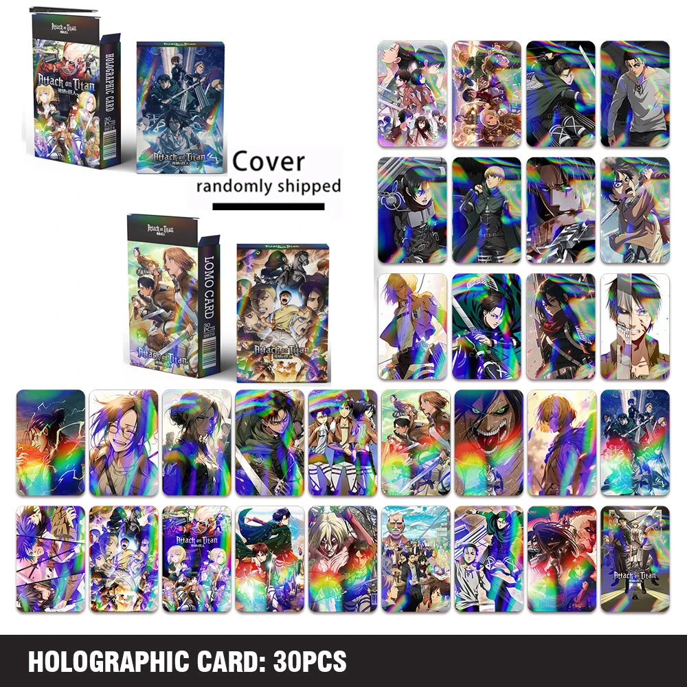 

Attack on-Titan laser Card LOMO card boy Birthday Party Gift Toy Games With Postcards Message Photo Gift Fan Collection