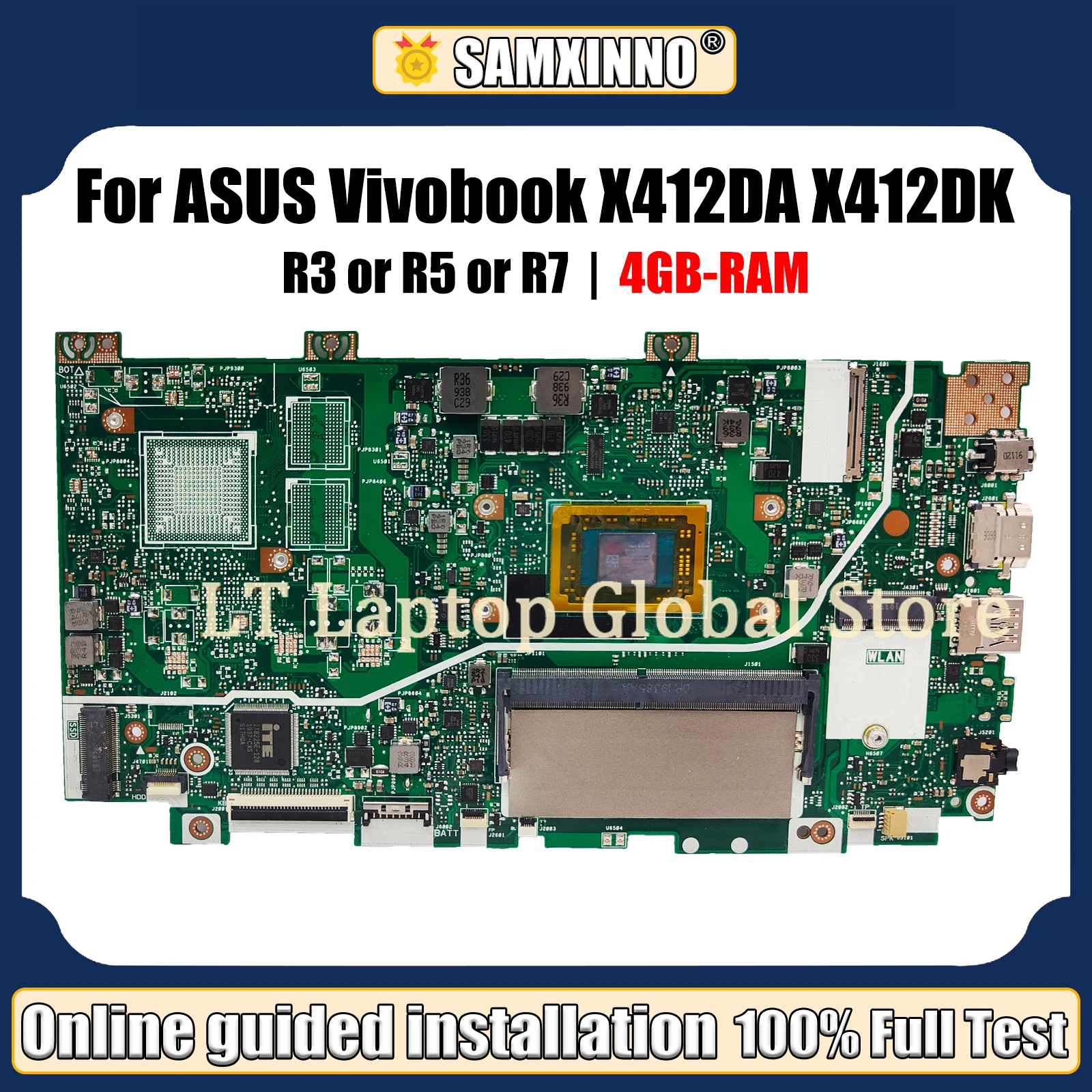 

Ноутбук LT X412DA Материнская плата ASUS Vivobook X412DK R412DA F412DA A412DK F412DK материнская плата для ноутбука AMD R3 R5 R7 CPU 4G RAM