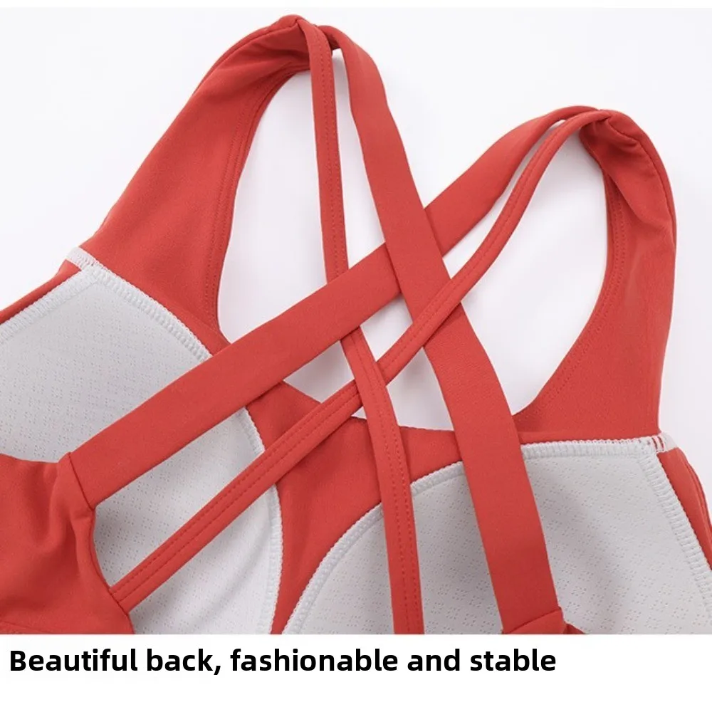 Casual Active Wear Yoga Sports Bra Fixed Cup Tank Tops Fitness Underwear Sweat Absorbing Breathable Women Workout Bra Gym