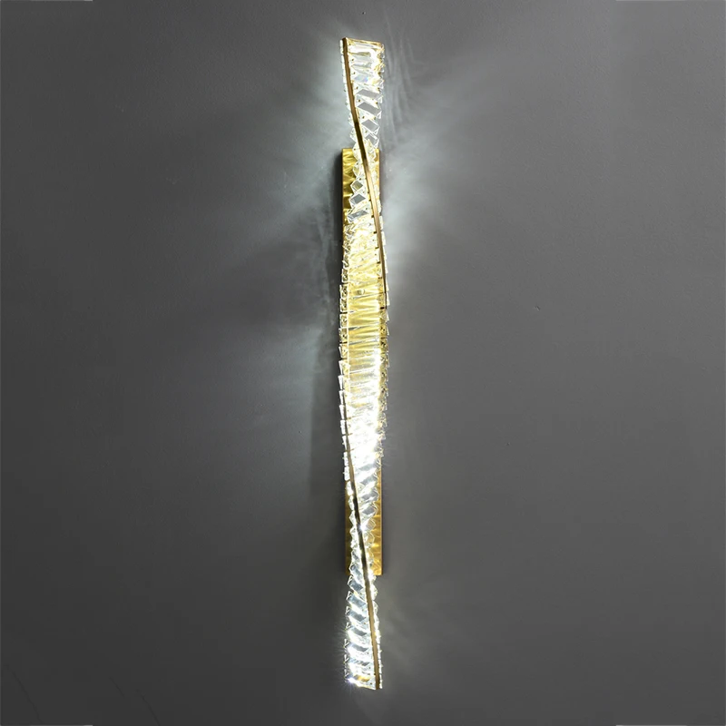 

Luxury Gold LED Crystal Wall Lamp for Bedroom Bedside Living Room Indoor Lighting Background Aisle Corridor Staircase Decorative