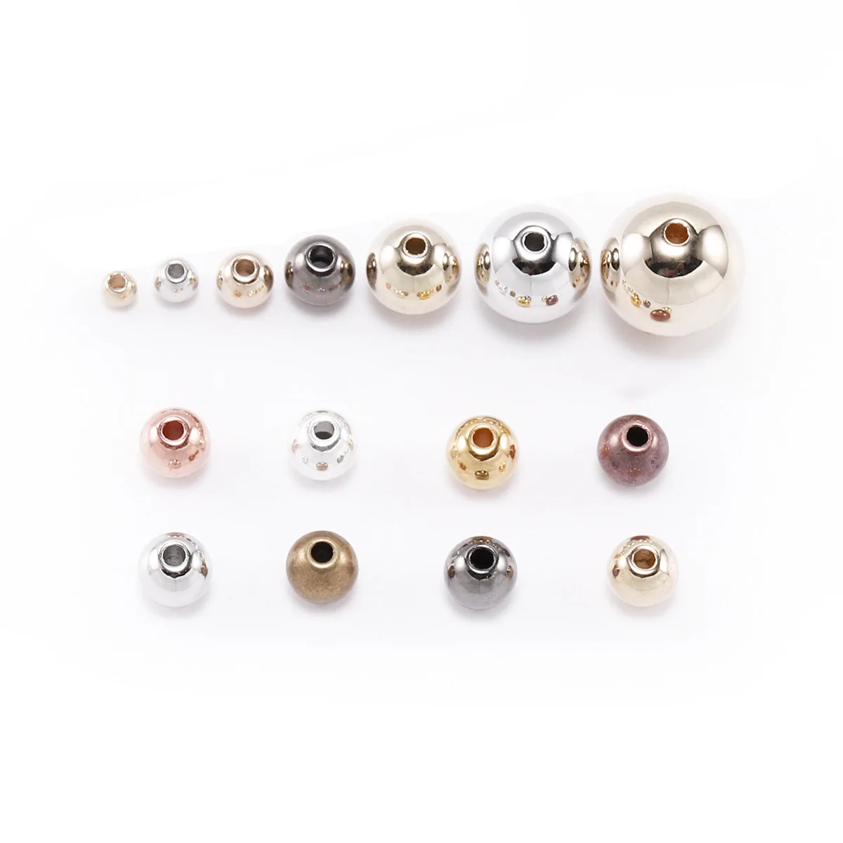 50Pcs Ccb Electroplated Gold and Silver Straight Hole Round Plastic Beads DIY Jewelry Accessories Crystal Beads Acrylic Beads