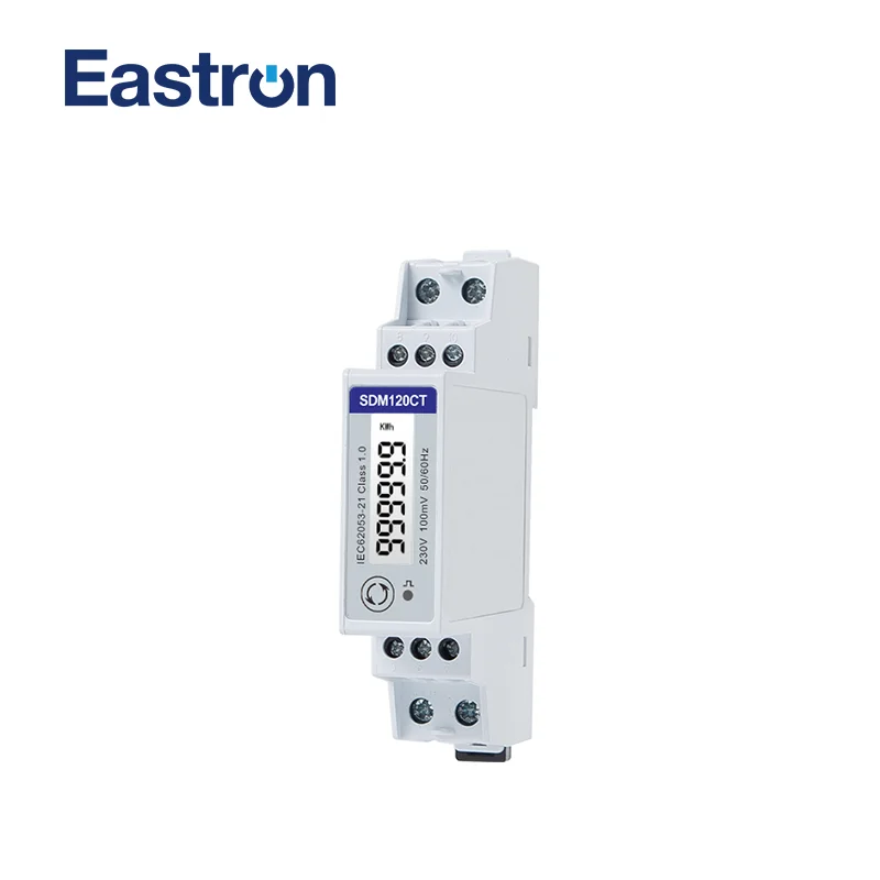 Imagem -02 - Medida Modbus Sdm120ct-mv Esct-tu10 50a 0.1v1 Fase Fios 230v Rs485 Kwh Kvarhuipqpf Medidor da Energia do Trilho do Ruído do hz Mid