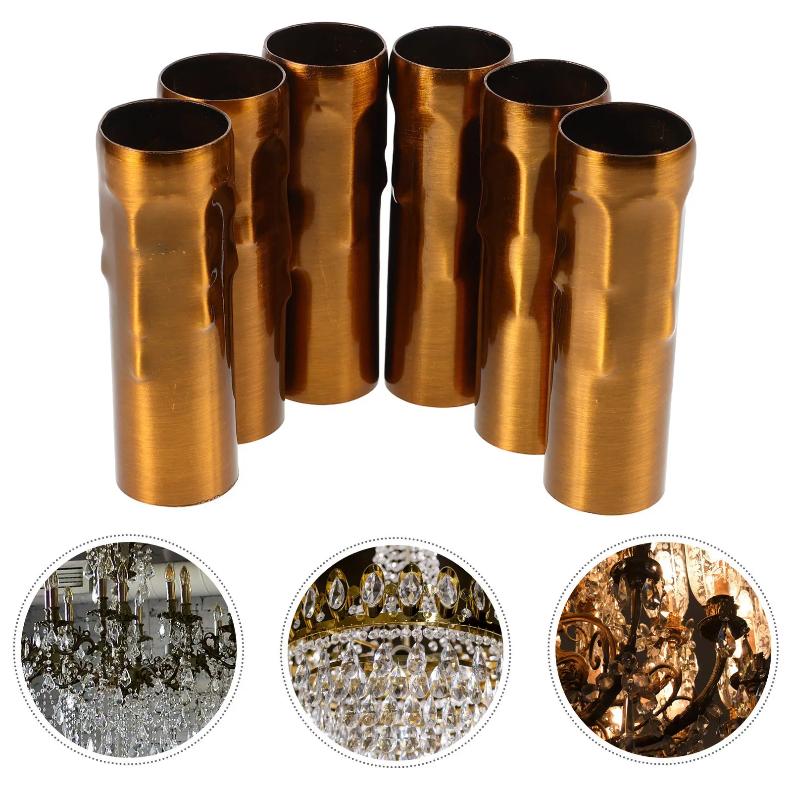 6Pcs E14 Light Sleeve Chandelier Lamp Fitting Teardrop Pattern DIY Replacement Part for Vintage French Country Home Decor