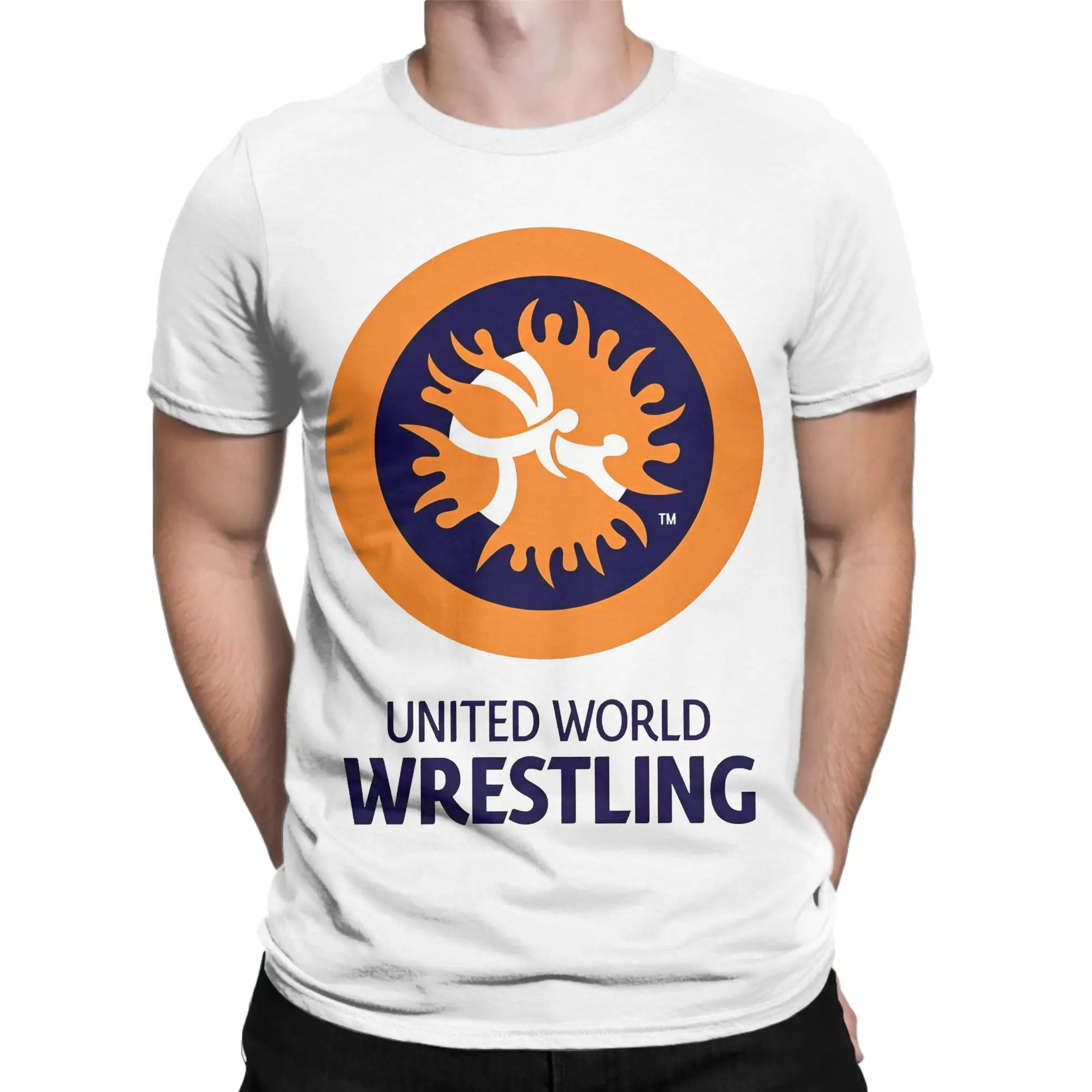 تي شيرت رجالي United World Wrestling UWW Logo تي شيرت صيفي مريح تي شيرت ملابس الشارع الشهير ملابس علوية من القطن هدية #2