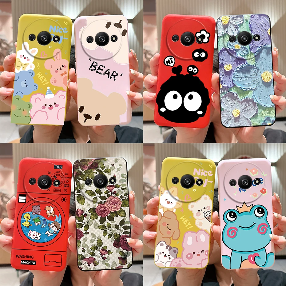 For Funda Redmi A3 Case Redmi A3 2024 Back Cover Stylish Painted Soft Silicone Phone Case for Xiaomi Redmi A3 A 3 RedmiA3 Bumper