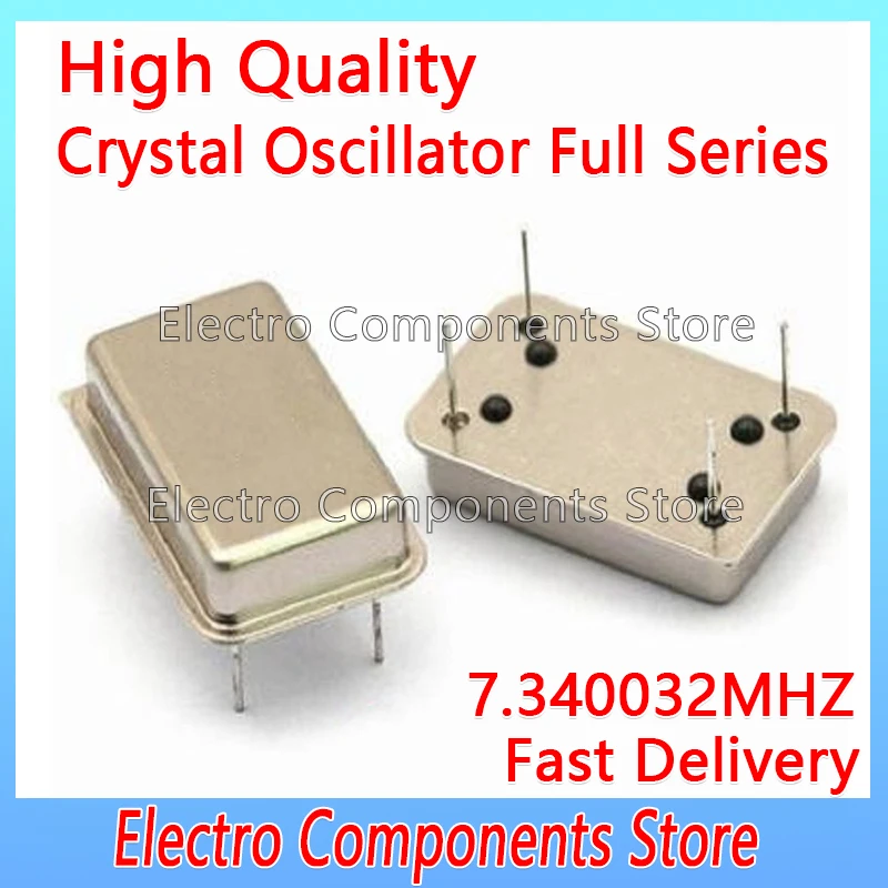 2PCS 7.340032MHz 7.340032M Active Crystal Oscillator OSC In-line DIP-4 Rectangular Clock Vibration Full Size 4Pin 3.3V 5V DIP14