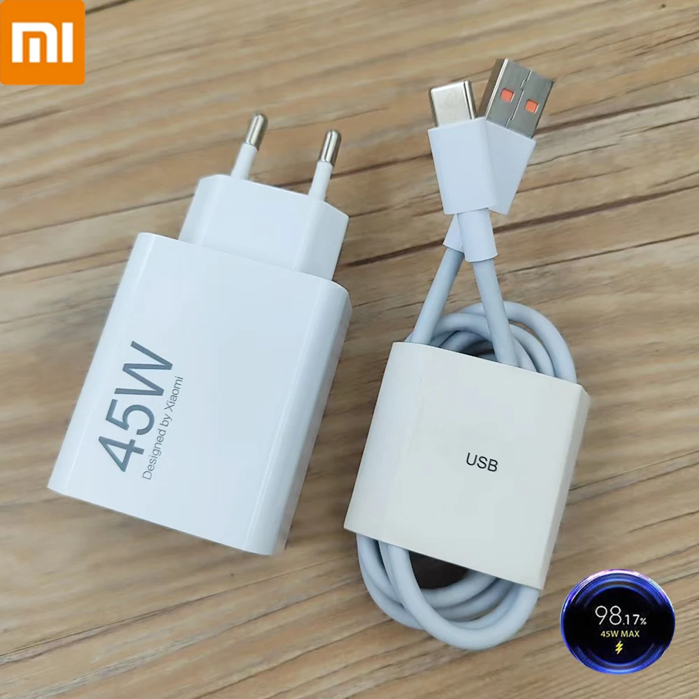 Original Xiaomi Poco M7 Pro 5G 45W Turbo Charger Fast Charge EU Adapter 2M 1.5M Type C Cable For Xia