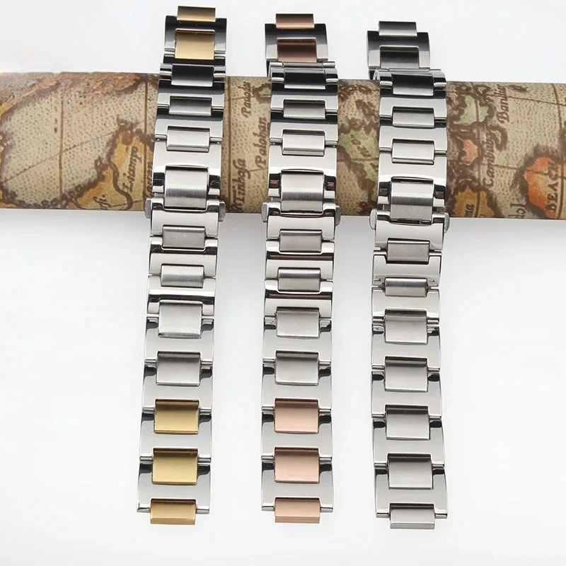 14-8mm 16-8mm 18-11mm 20-12mm 22-14mm Konvex Damen Herren Edelstahl Armband für Cartier Blue Balloon Uhrenarmband