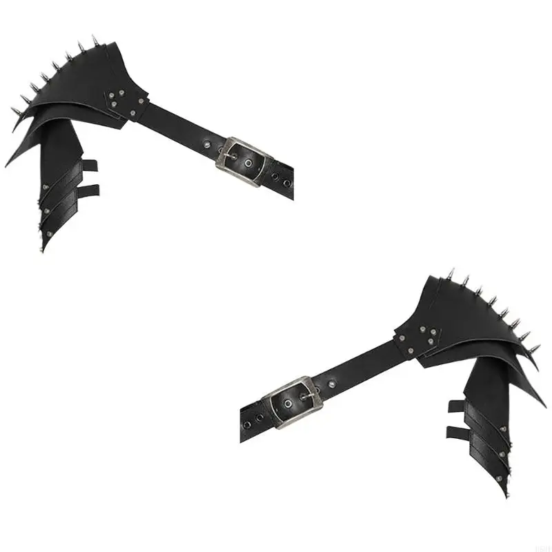 H58Eメン中世の肩甲房アーマーリベットアーマーレザーアームショルダーガード調整可能な革のアームショルダーガードショルダーシールド