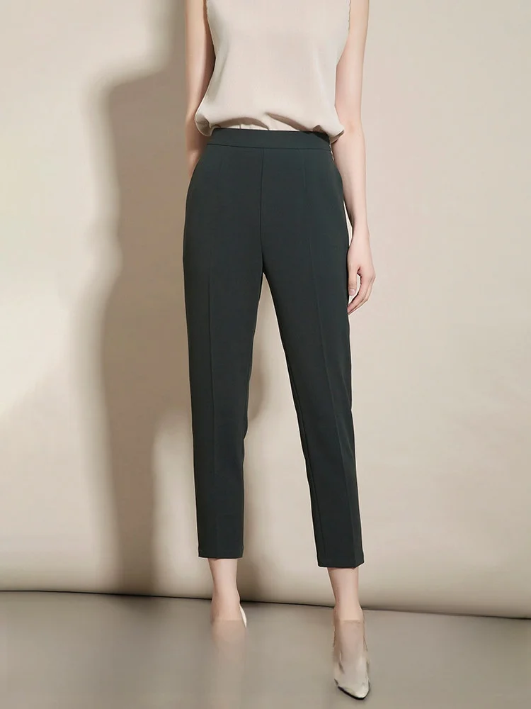 

CVANEA High Waist Tee Acetate Fiber Slim Fit Casual Pants Women's Spring Autumn Treasure Item Commute Long Trousers