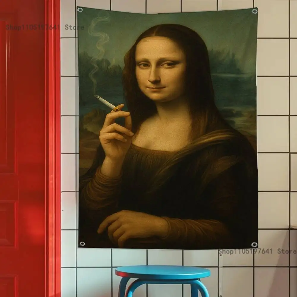 Мона Лиза Флаг Забавный Флаг Гобелен Баннер Для Спальни Открытый Гостиная Ресторан Бар Настенный Декор Вечеринки