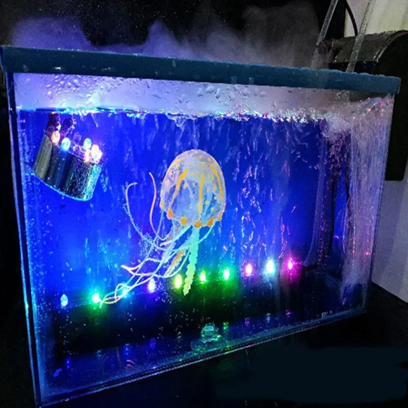 New Fluorescent Glowing Aquarium Decoration Artificial Simulation Vivid Silicone Jellyfish Fish Tank Decor Ornament Hot Sale