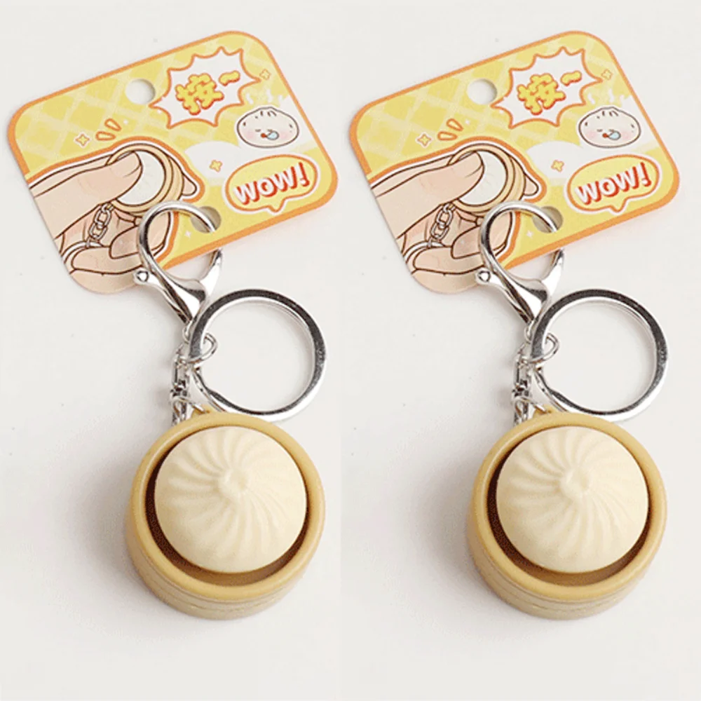 1/2pcs Mini Squishy Dumplings Button keychain Stress Relief Fidget Toy Simulation Food Stuffed Bun Dough Gift