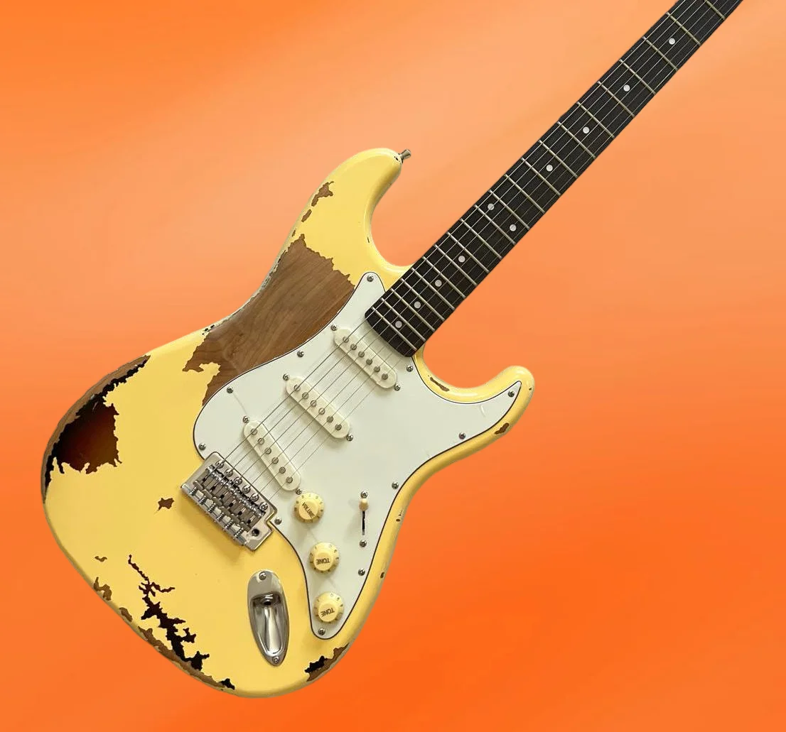 جيتار جديد رائع لعام 2026 الأكثر مبيعًا لوحة أصابع من خشب الورد المشوي بالفحم الأصفر