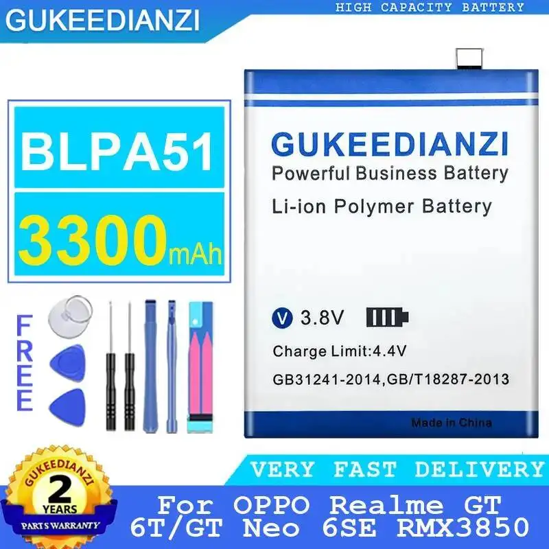 

Аккумулятор для мобильного телефона BLPA51, надежная замена для Oppo Realme GT 6T GT Neo 6SE RMX3850, 3300 мАч