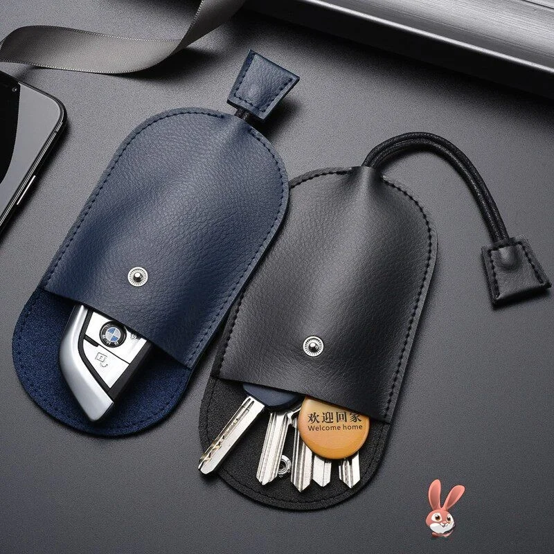 Leather Key Holder Pouch Drawstring Style Car Key Bag Men's Women's Multi-Functional Home Use Cowhide Small Protective Bag