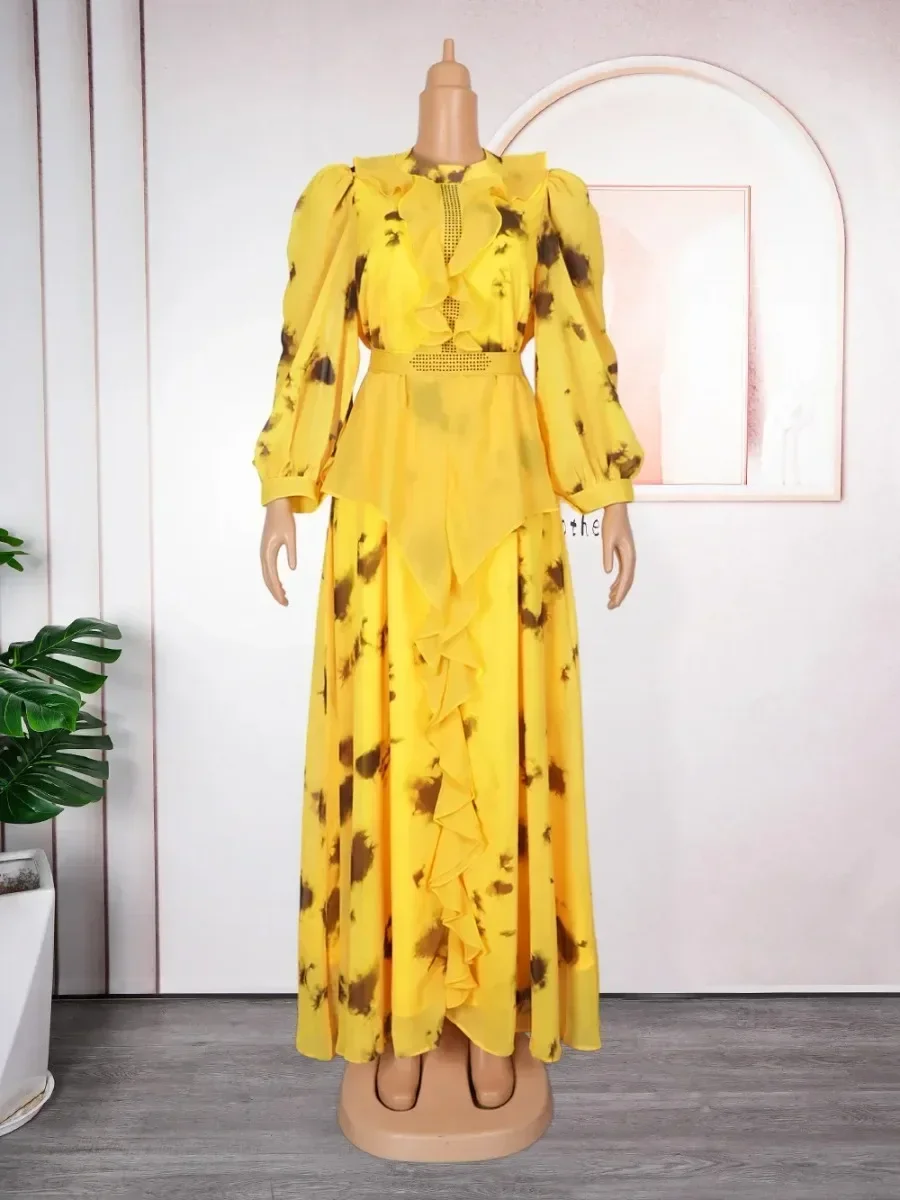 Customized Plus Size African Party Dresses for Women 2024 New Fashion Dashiki Ankara Print Wedding Gowns Elegant Muslim Maxi Dre
