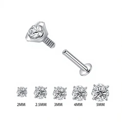 10Pcs ASTM F136 Titanium Labret  Lip Piercing 2mm 2.5mm 3mm  4mm  5mm Gem Tops Ear Cartilage Tragus Stud Body Jewelry