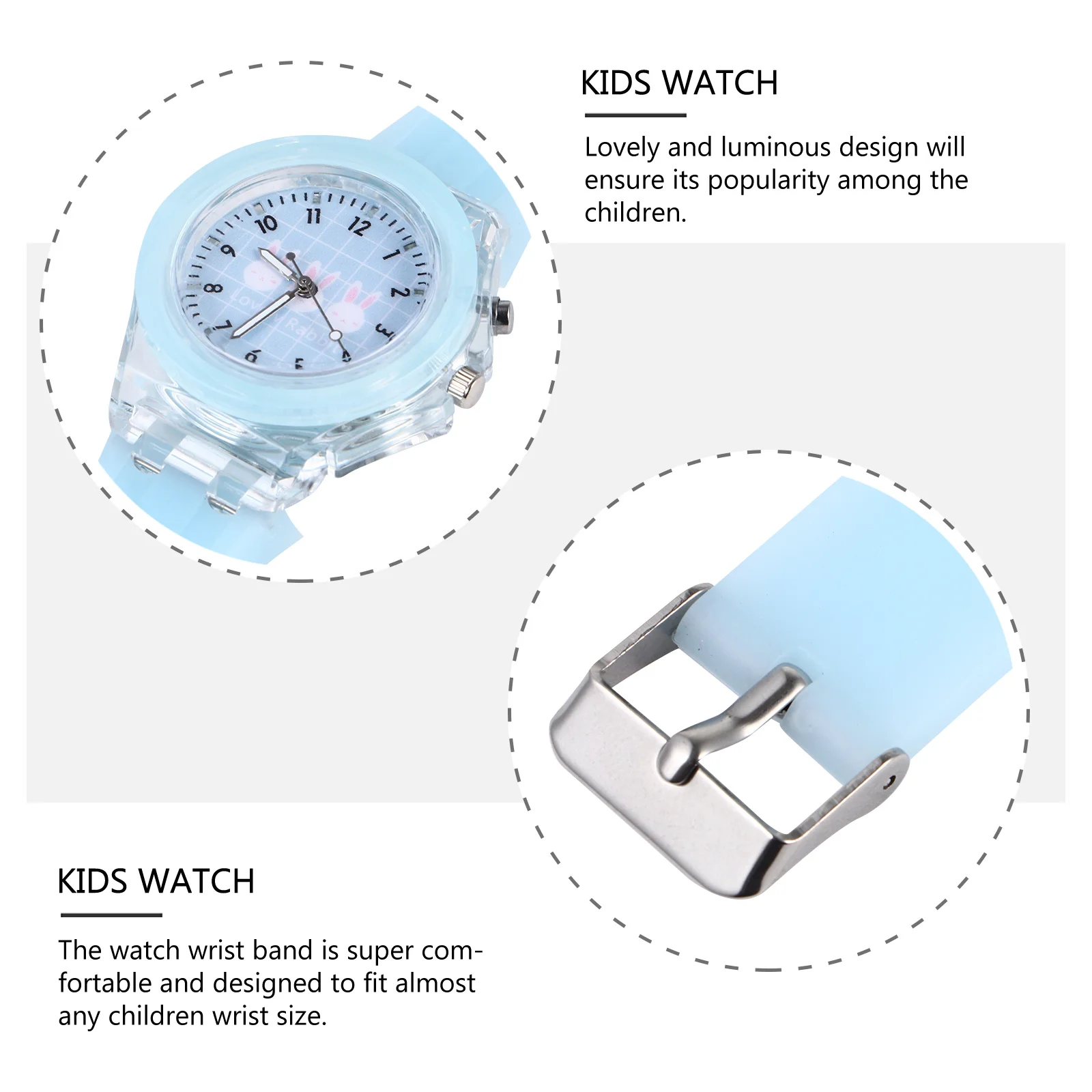 Luminous Watch Rabbit Pattern Cartoon Design Comfortable Adjustable Silicone Band Wristwatch Holiday Gift