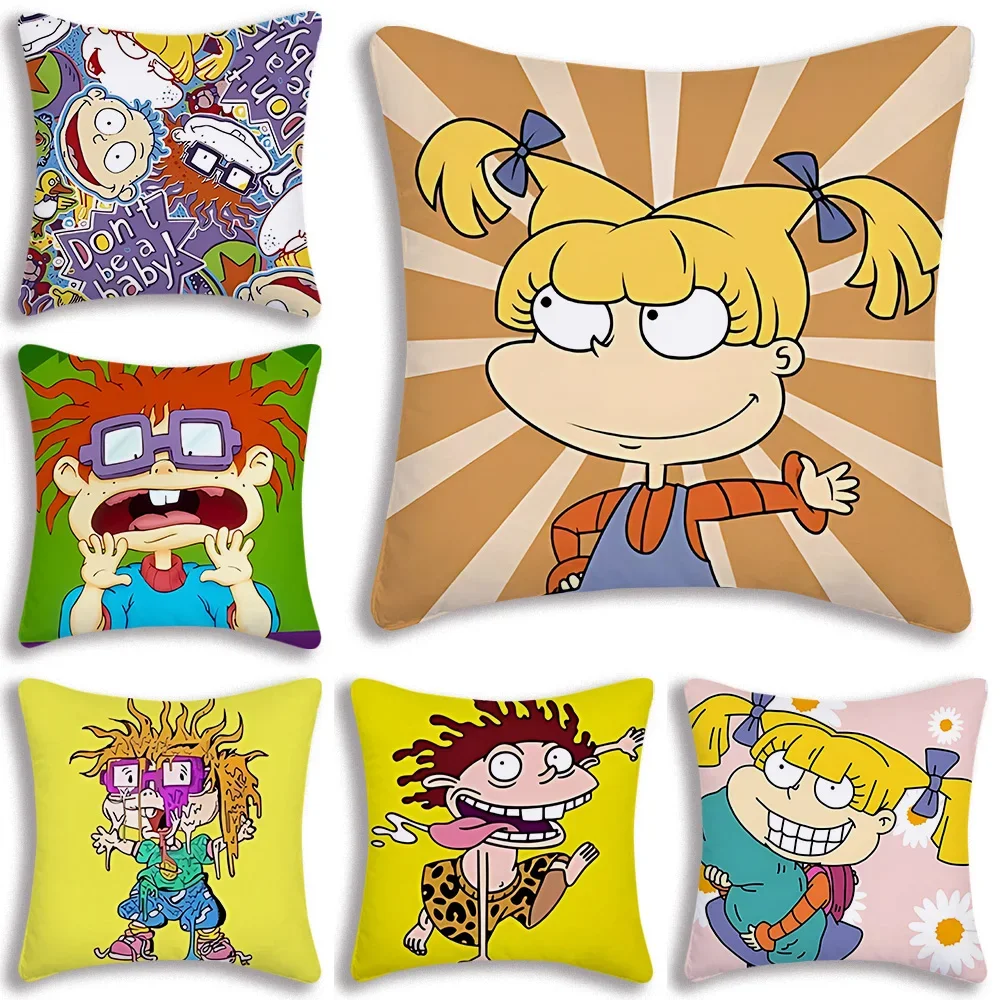 

Cartoon Pillowcases R-Rugrats Pillow Covers Cartoon Sofa Decorative Home Double-sided Printing Short Plush Cute Cushion Cover