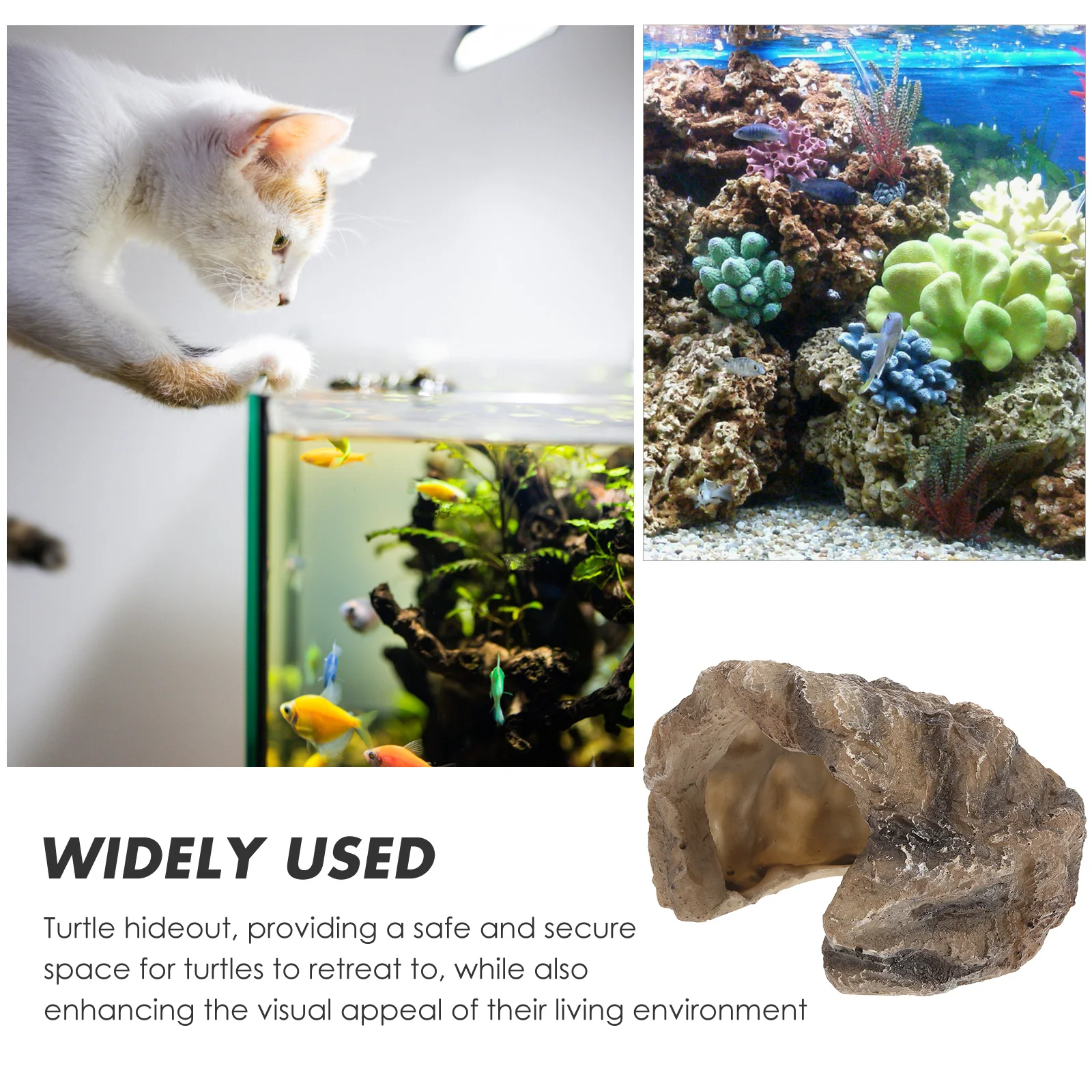 

Turtle Hideout Basking Platform Resin Reptile Cave for Tortoise Snake Frog Habitat Shelter Terrarium Decor Creative Reptile Ramp