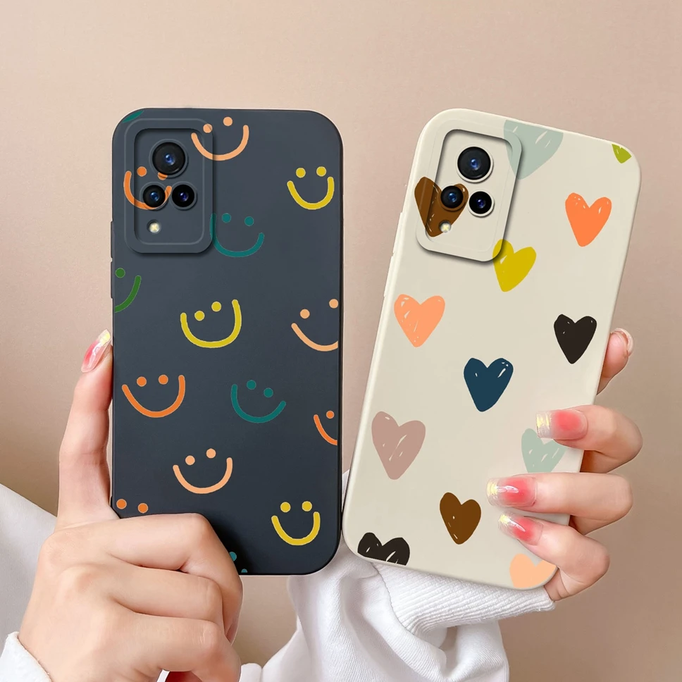 For Vivo V21 4G 5G Case Lovely Pretty Flower Dinosaur Smooth Liquid Silicone Phone Cover For VivoV21 Vivo V 21 4G 5G Funda Capa