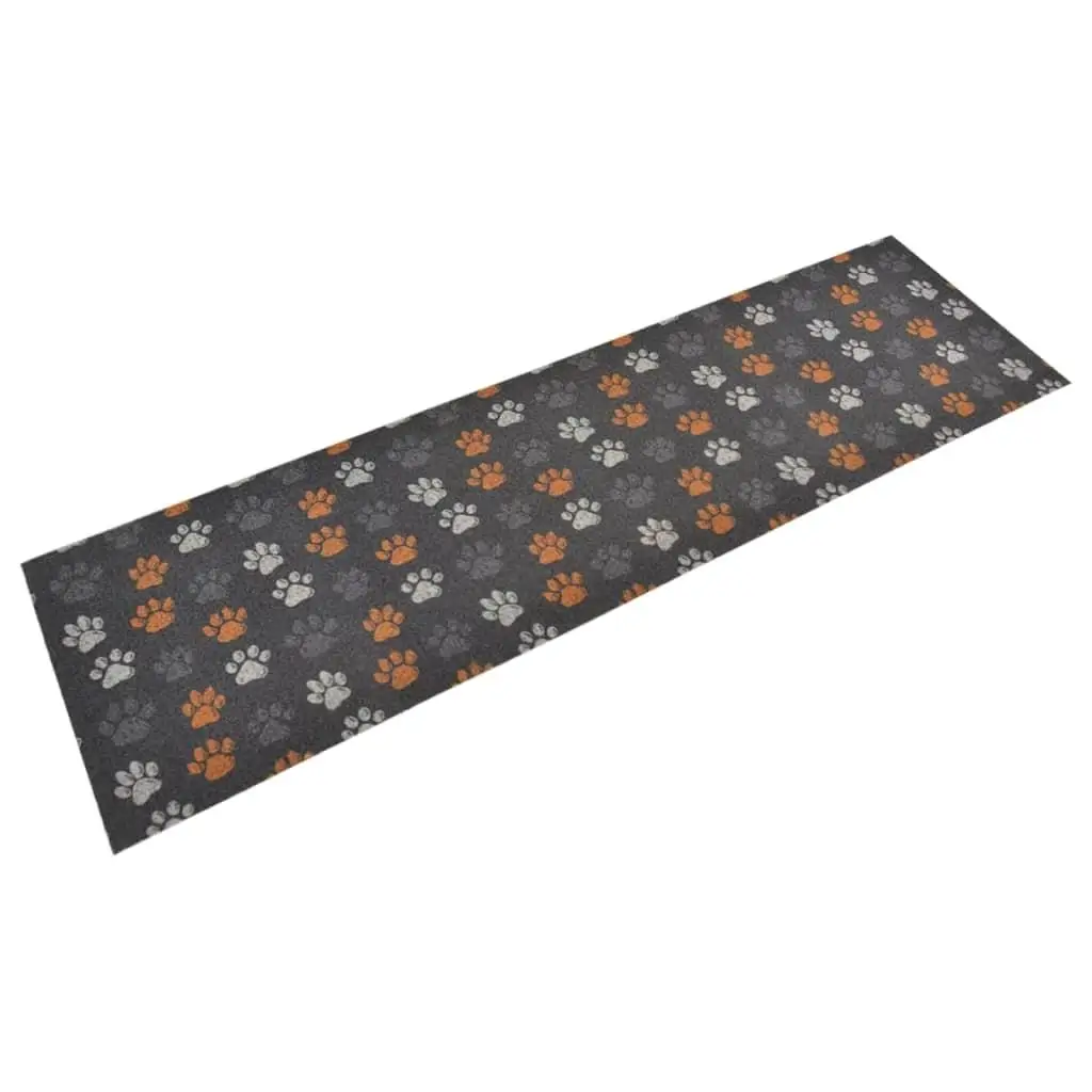 Washable Velvet Kitchen Rug with Paw Design - 45x150 cm, Soft & Durable