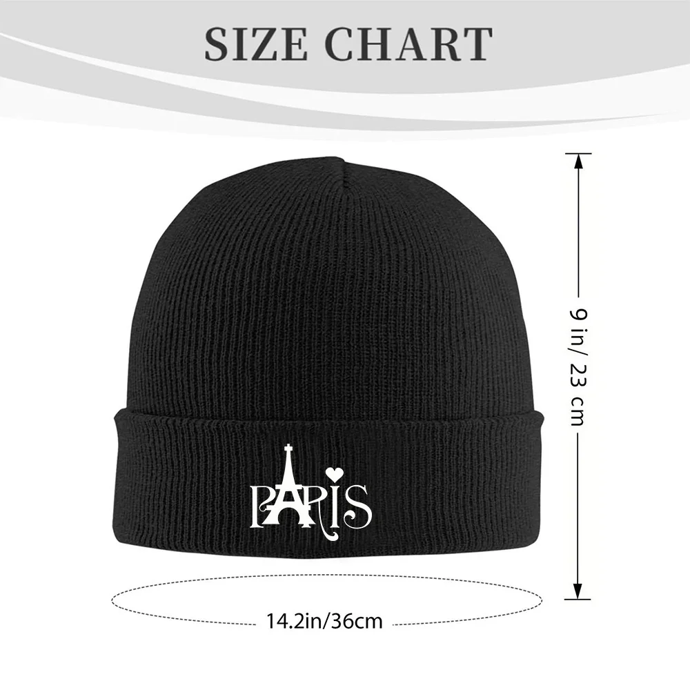 Paris Eiffel Tower Print Knit Beanie Hat Unisex Warm Winter Cap for Men Women Daily Wear