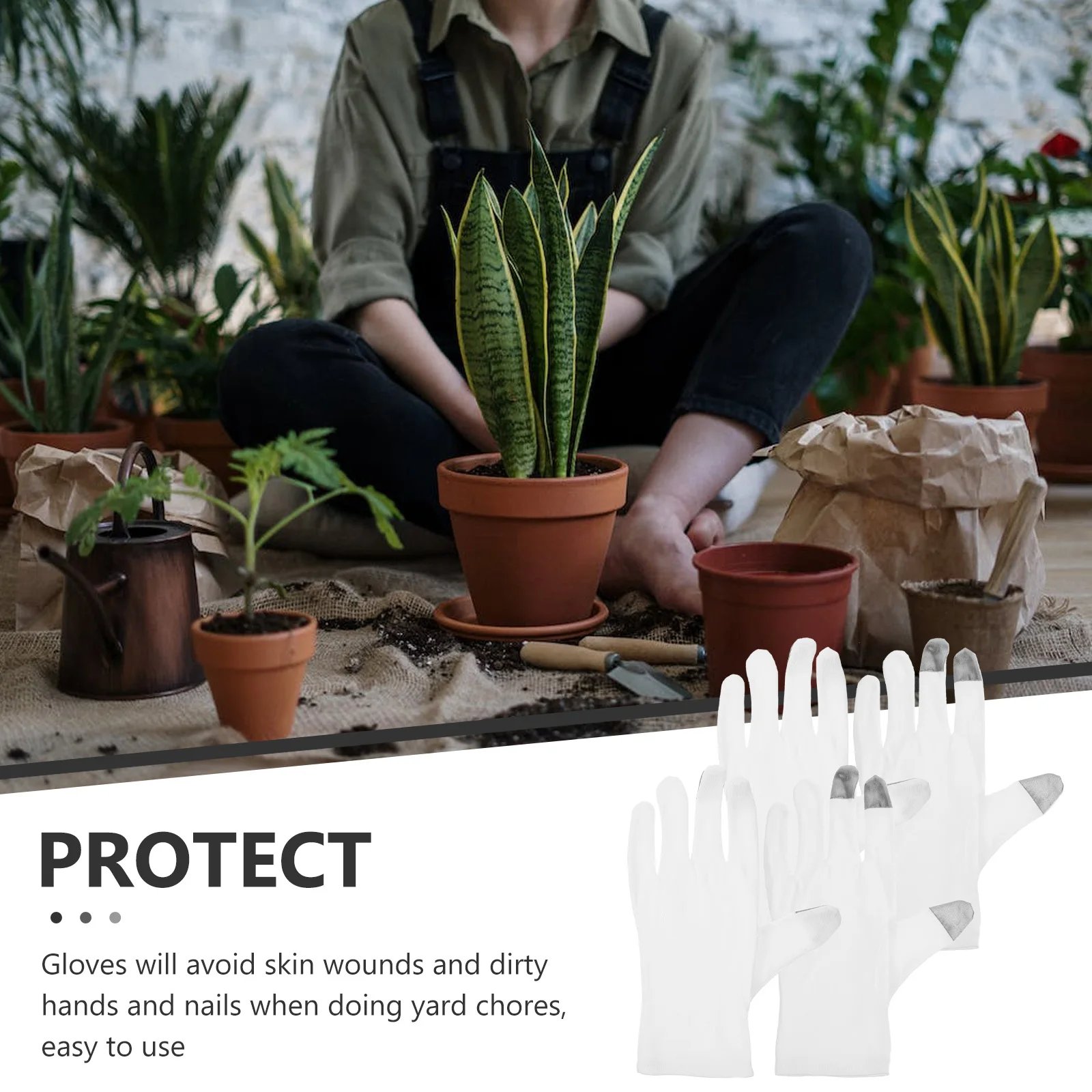 

Gardening Gloves White Cotton Screen Touch Lightweight Breathable for Working and Outdoor Activities