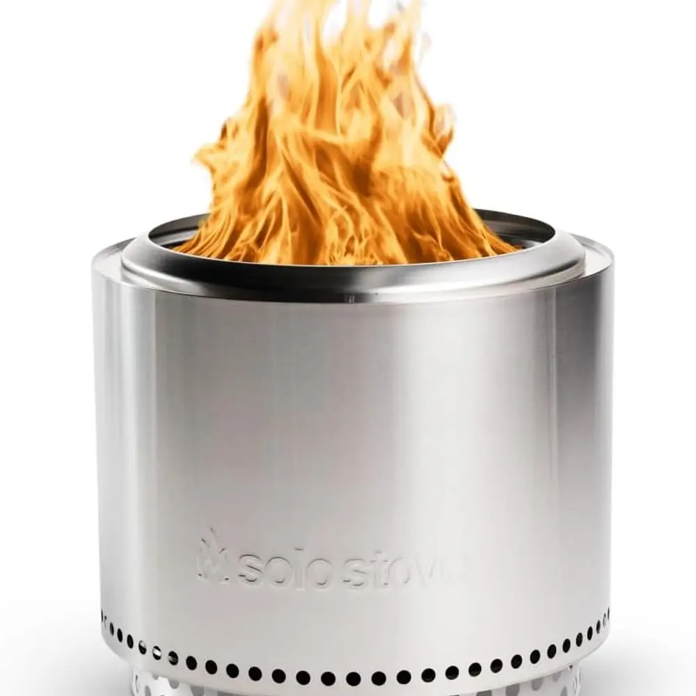 

Bonfire with Stand | 19.5" Smokeless Fire Pit, Removable Ash Pan | Portable Stainless Steel Wood Burning Outdoor Fireplace, Idea