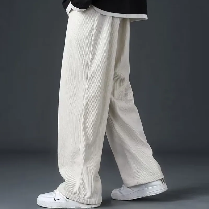Corduroy Fashion Spring Men Trousers Casual Loose Solid Color Multiple Colour Trousers Straight Cylinder Youth Wide Leg Pants