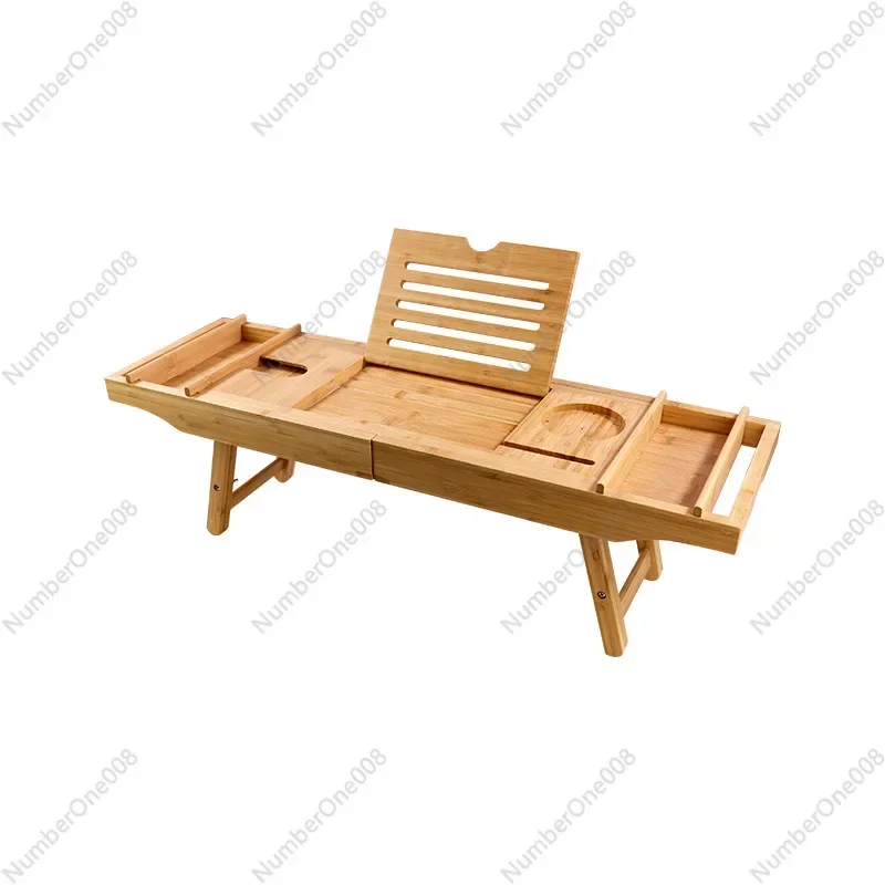 

Bamboo Bath Rack Toilet Telescopic Multifunctional Shelf Bathroom Flat Rack Bracket Bath Shelf