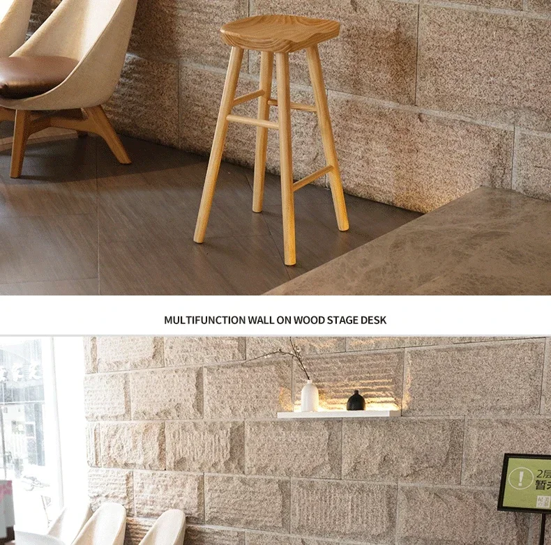Nordic Commercial Bar Chair Solid Wood Dining Room High Stool Modern Simple Front Desk Cashier Bar Stool Furniture