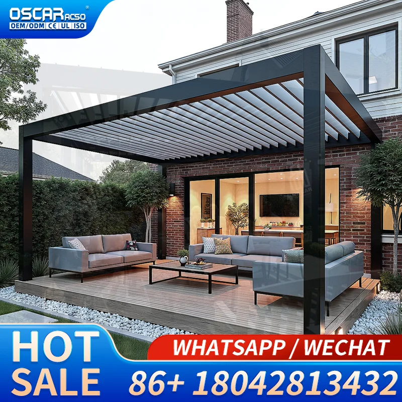 10x10 10x12 10x13 13x19 13x20 ft Outdoor Free standing Electric Awning Structure for Patio Garden Yard  Pergola