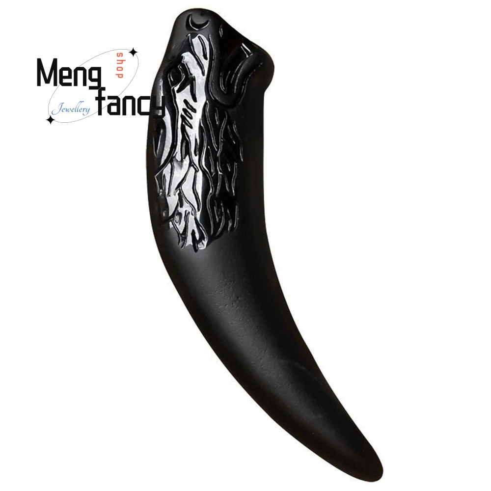 Authentic Natural A Goods Jade Ink Jade Tiger Tooth Jade Pendant Fashion High-grade Men's Pendant Jade Jewelry Luxury Necklace - Image 5