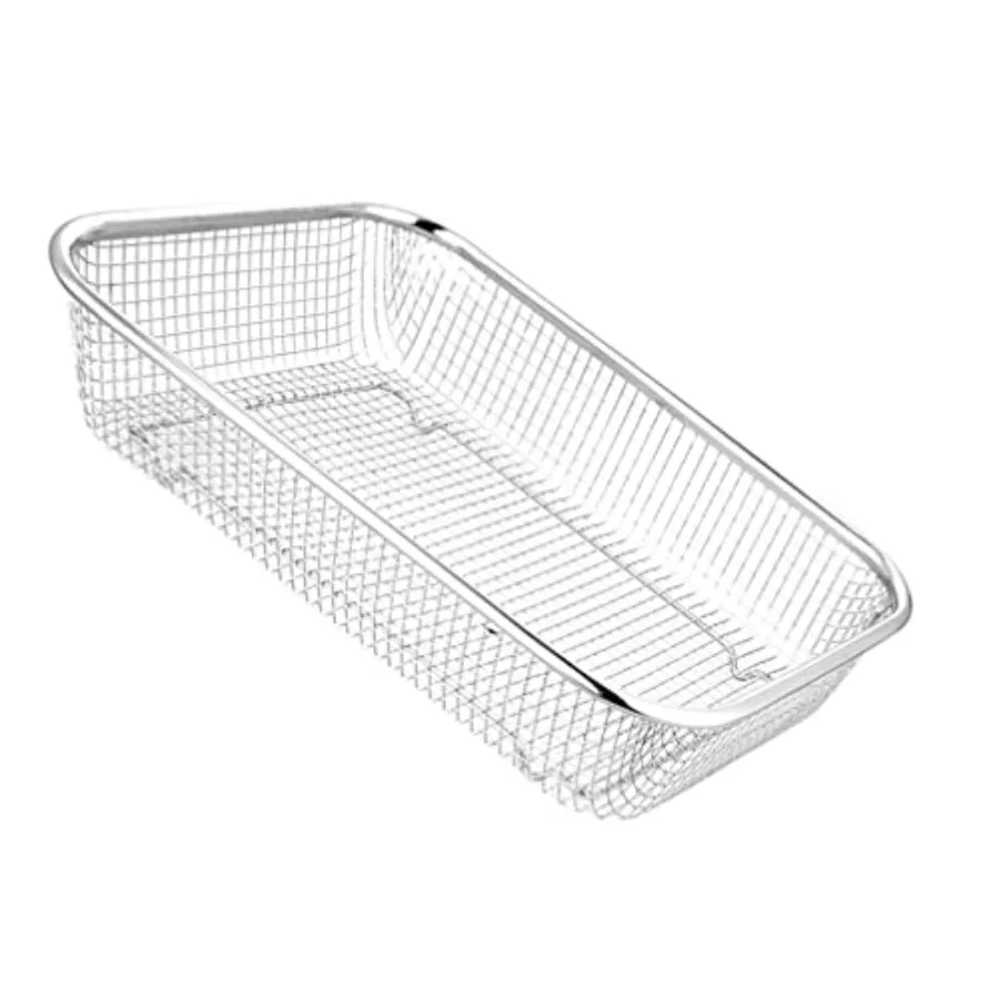 

Stainless Steel Fruit Basket Rectangular Mesh Strainer Multi-Function Draining Basket for Kitchen Vegetable Washing 14.56X10.62