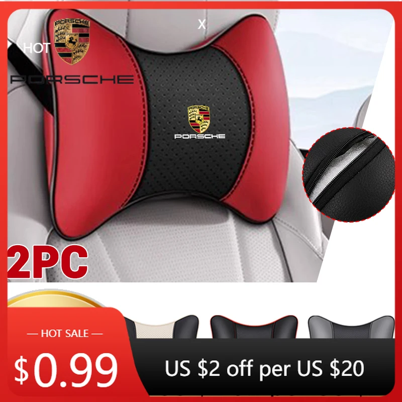 

Car Sticker For Porsche 2Pcs Car Seat Headrest Pillow Neck Support Cushion for Porsche Panamera Spyder Carrera Macan Boxster Cay